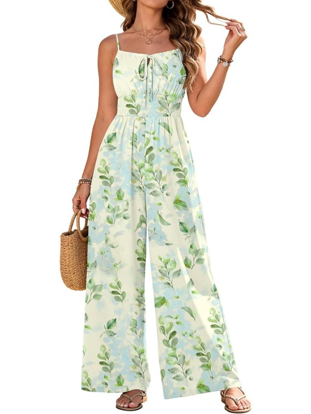 Casual Summer Jumpsuit for Women | Spaghetti Strap, Wide Leg, Pockets, One-Piece